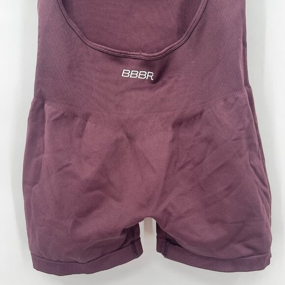 Bodied by B. Rachel Seamless Ribbed Workout Romper — Burgundy, Size Large - Picture 6 of 9